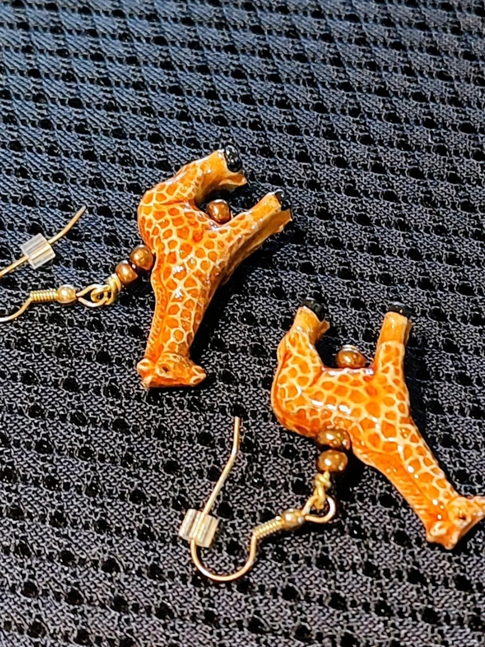 Handcrafted Orange Giraffe Earrings for Kids - Cute Animal Dangle
